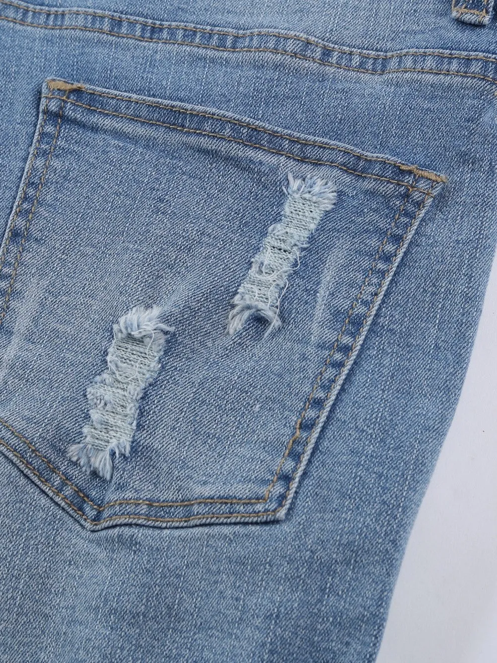 Beach Denim Shorts, Distressed, American Flag Theme