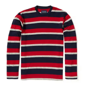 Bradford - Navy Red Gray Stripe Long Sleeve Tee