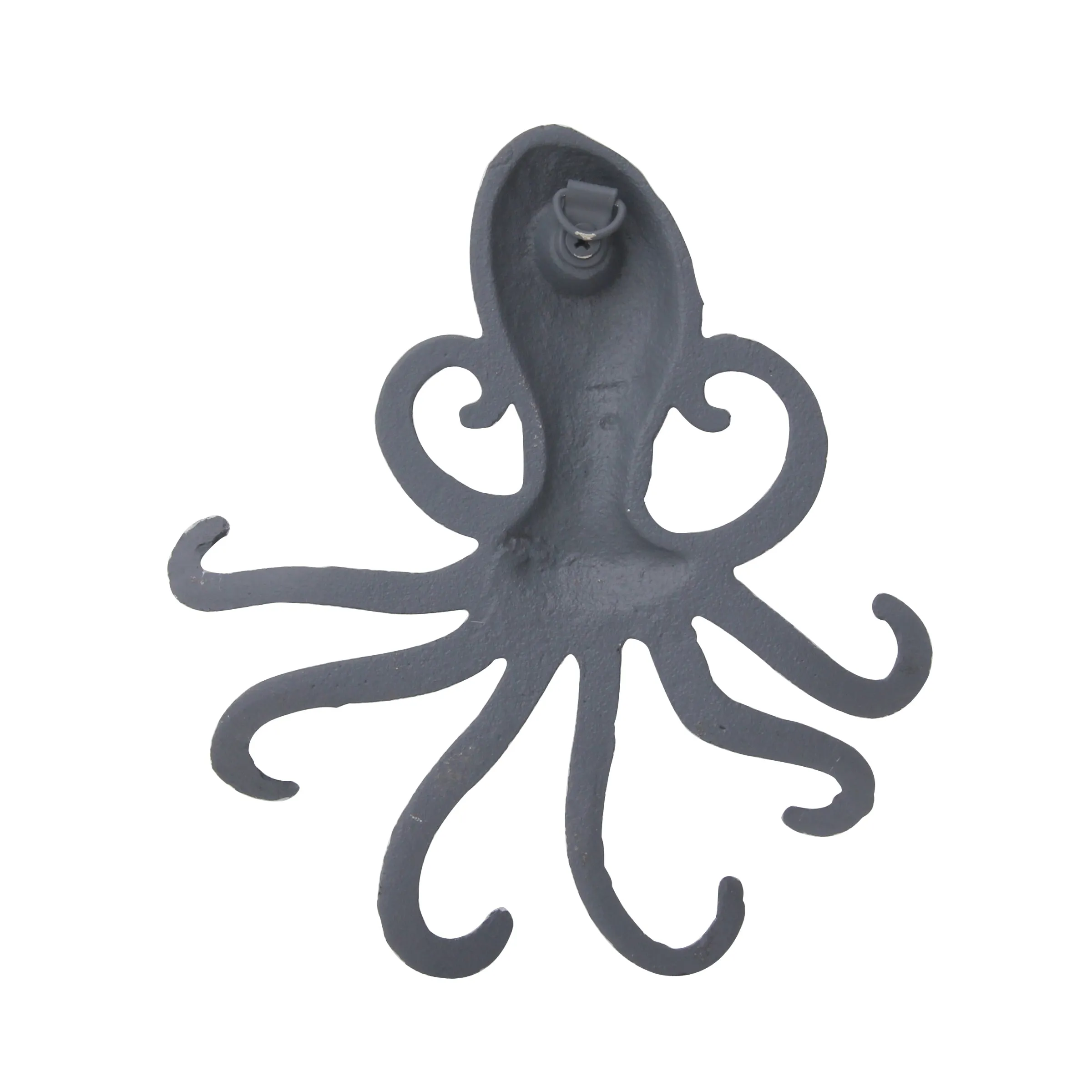 Cast Iron Octopus Decorative Wall Hook, Unique Nautical Design, Multiple Hooks , Silver (WS)