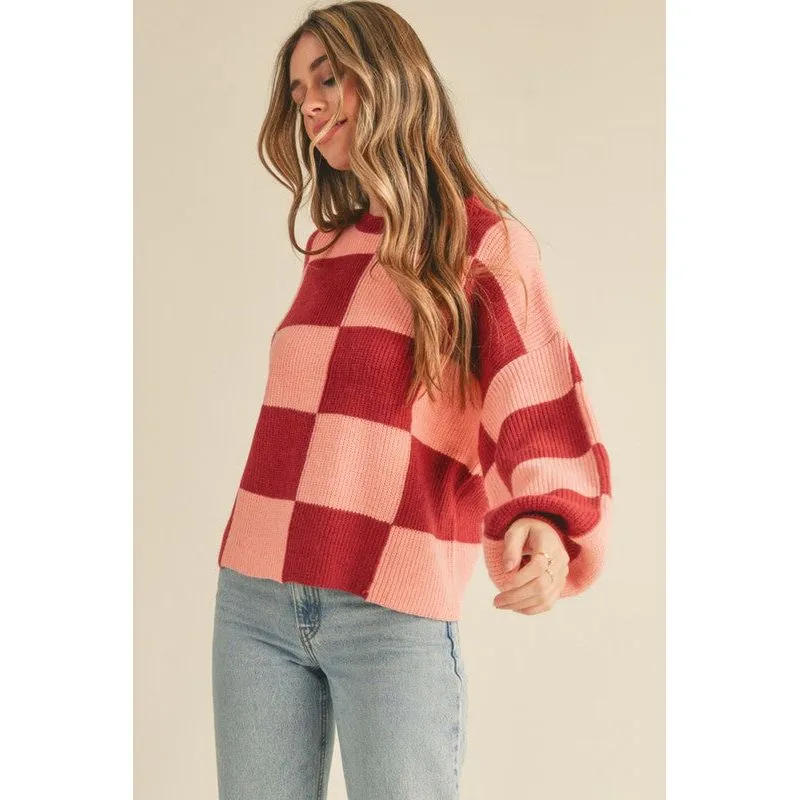 Checkered Up Oversized Sweater Multi Color