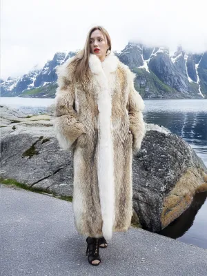 Coyote Fur Coat Coats White Fox Tuxedo Collar M 48' Long