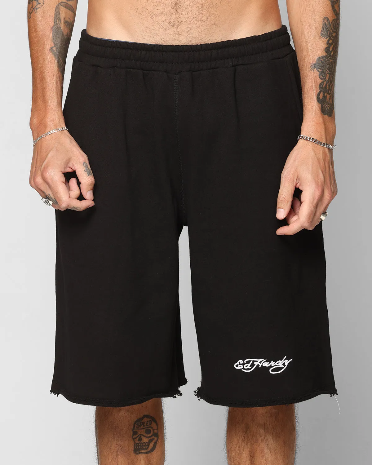 Ed Hardy Baggy Fleece Shorts Black