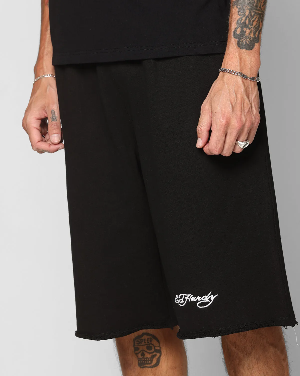 Ed Hardy Baggy Fleece Shorts Black