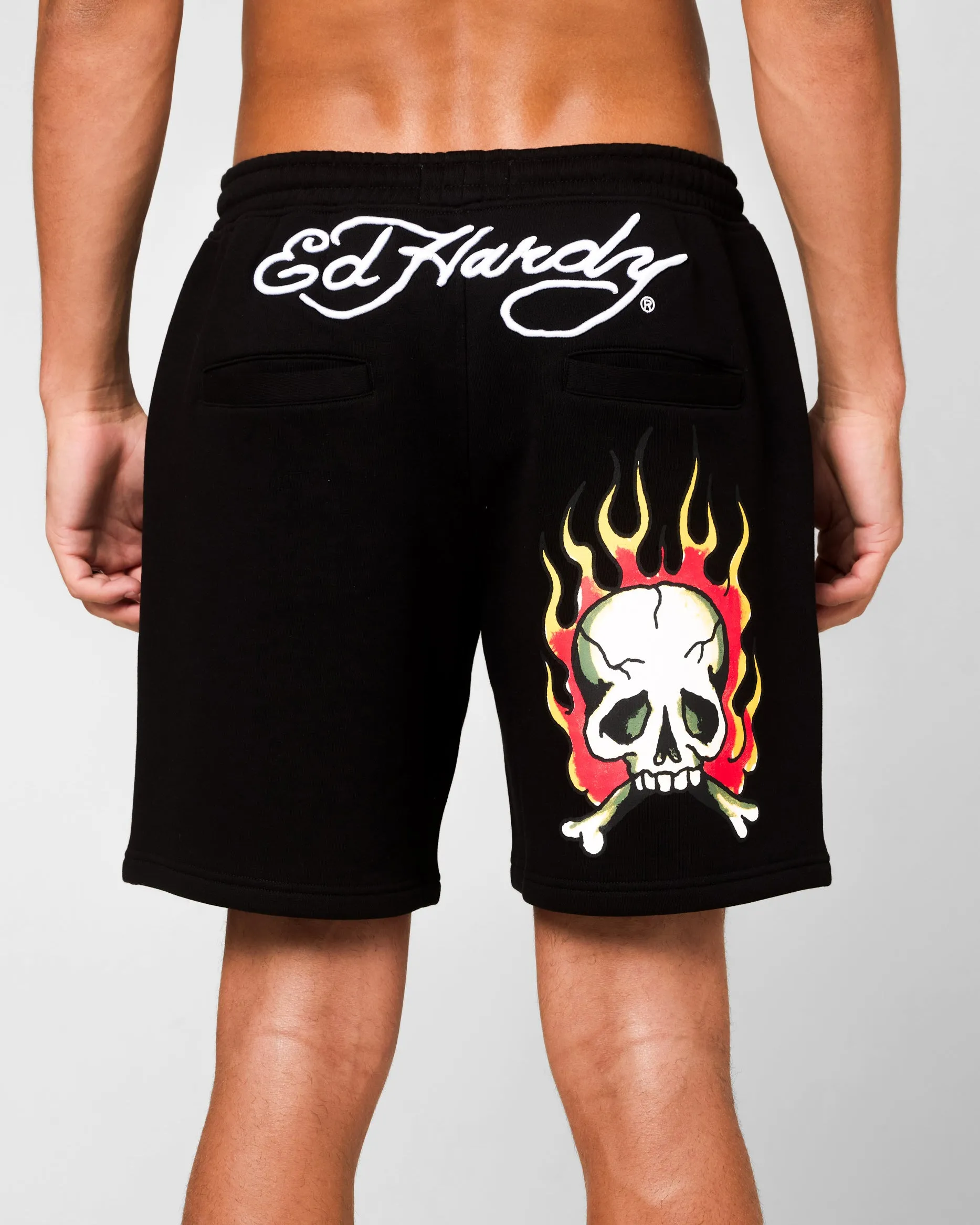 Ed Hardy Skull Fleece Shorts Black