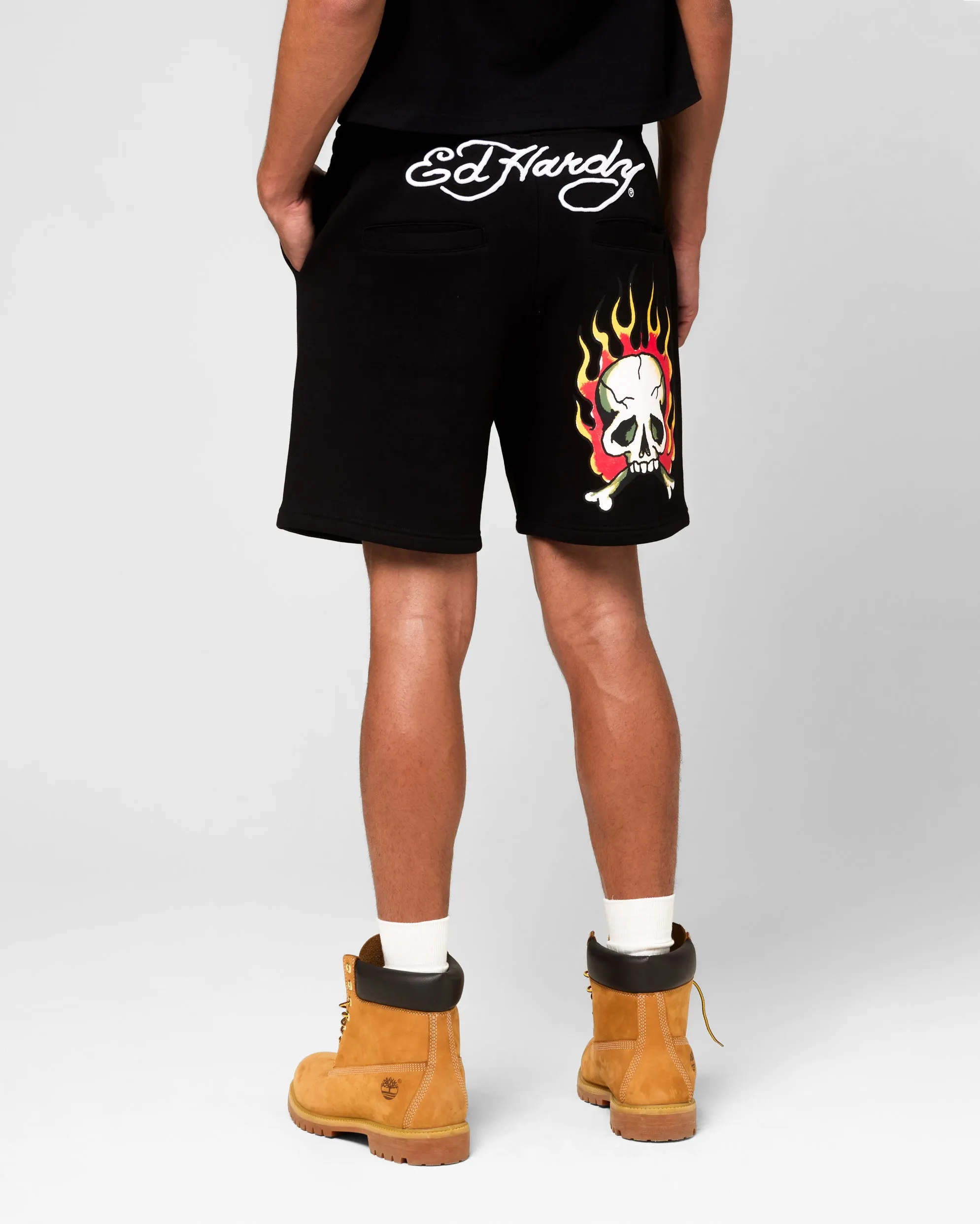 Ed Hardy Skull Fleece Shorts Black