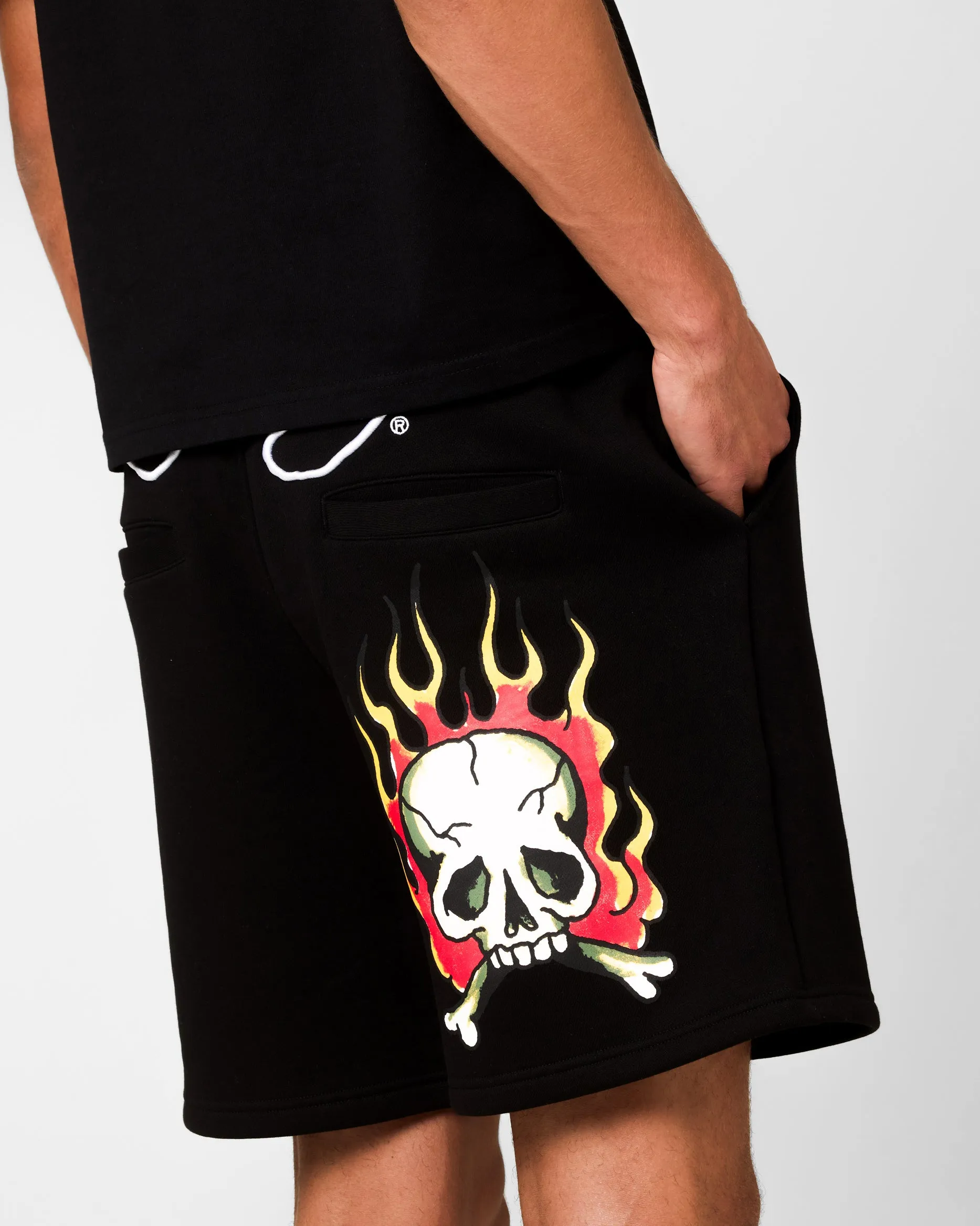 Ed Hardy Skull Fleece Shorts Black