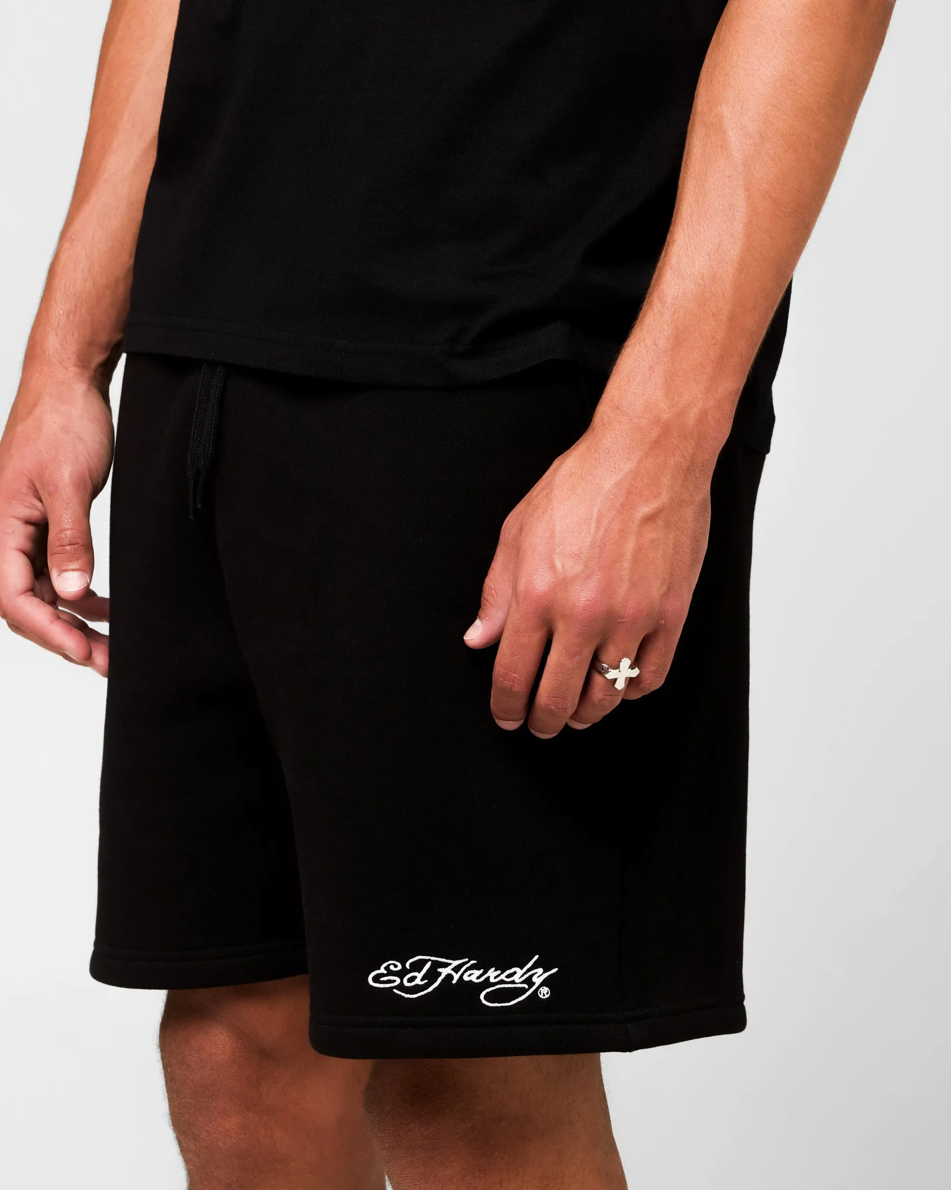 Ed Hardy Skull Fleece Shorts Black