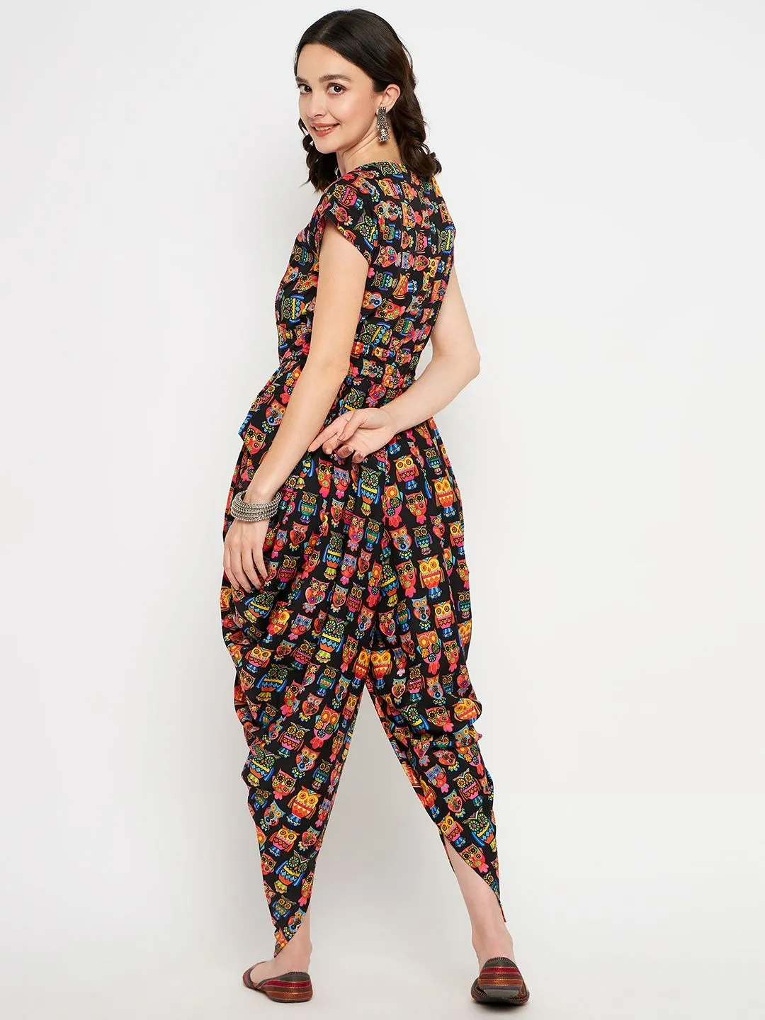 Elasticated Ethnic Dhoti Jumpsuit With Sleeves