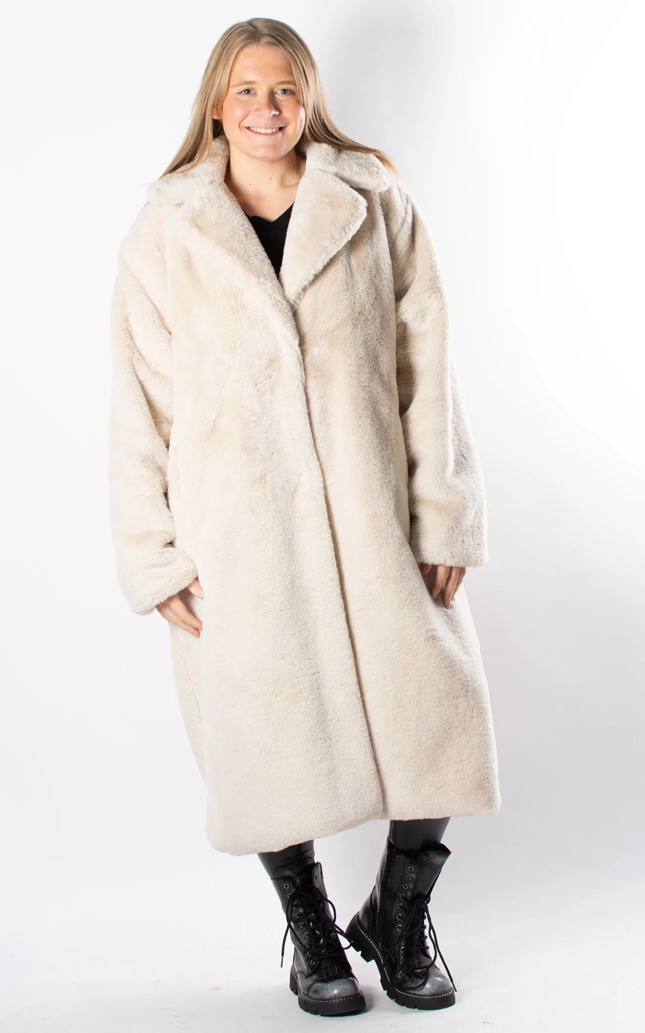 Faux Fur Coat | Cream