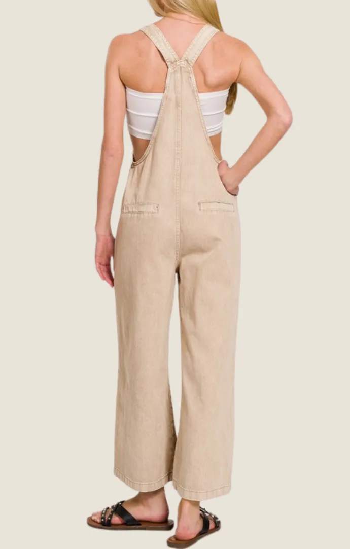 Fawn Light Olive Knot Strap Overalls