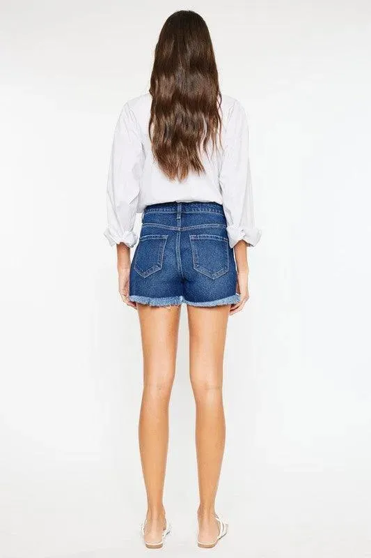 Kancan High Rise No Stitch Frayed Hem Shorts