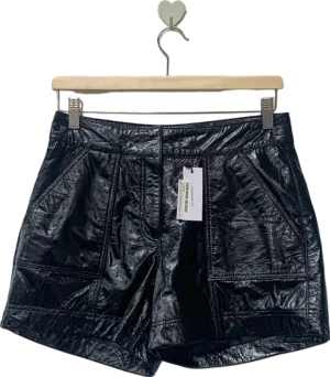 Karen Millen Black Patent Leather Low Rise Shorts UK 10