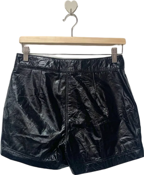 Karen Millen Black Patent Leather Low Rise Shorts UK 10