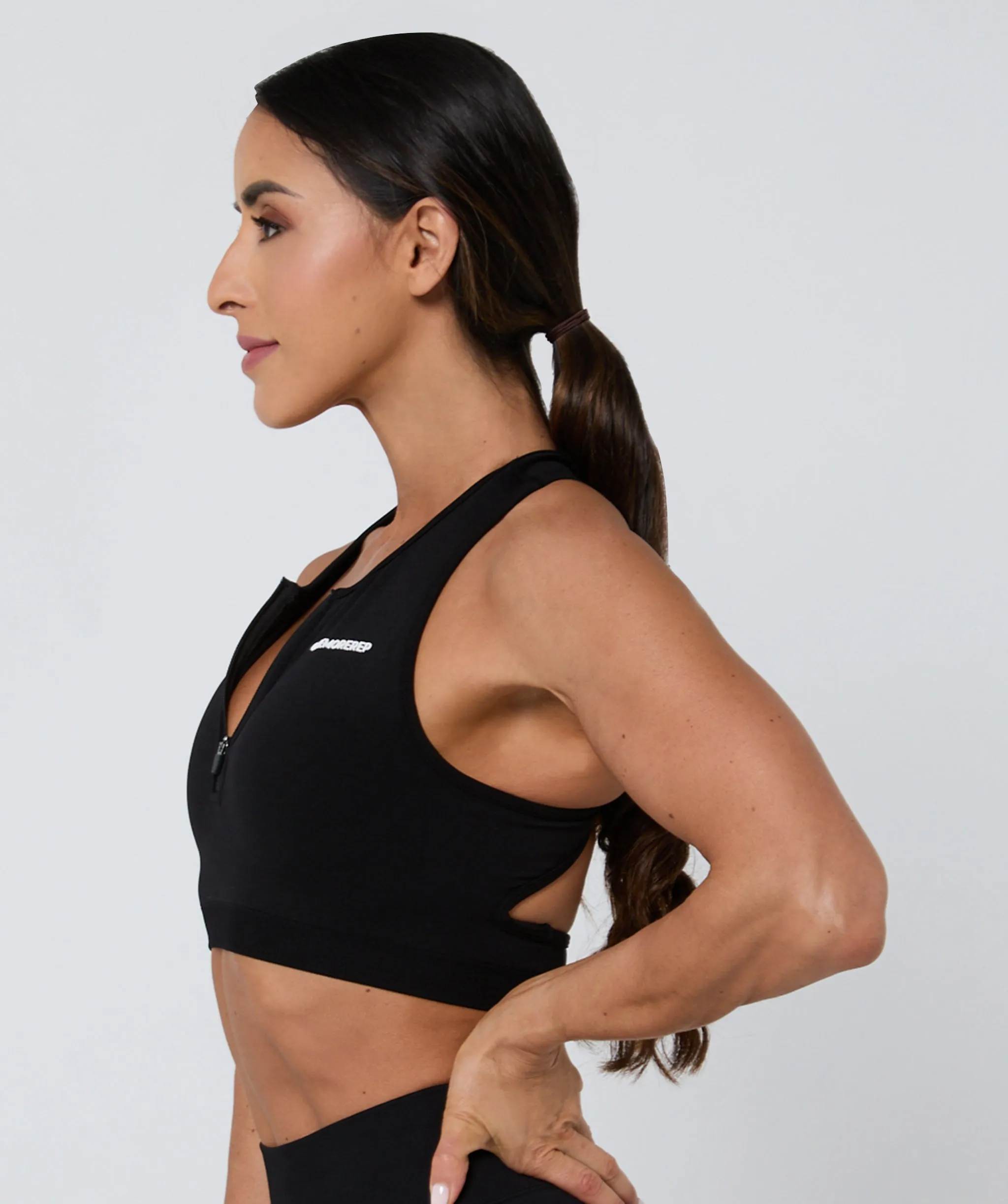 Luscious Seamless Zip Racerback Sports Bra Black