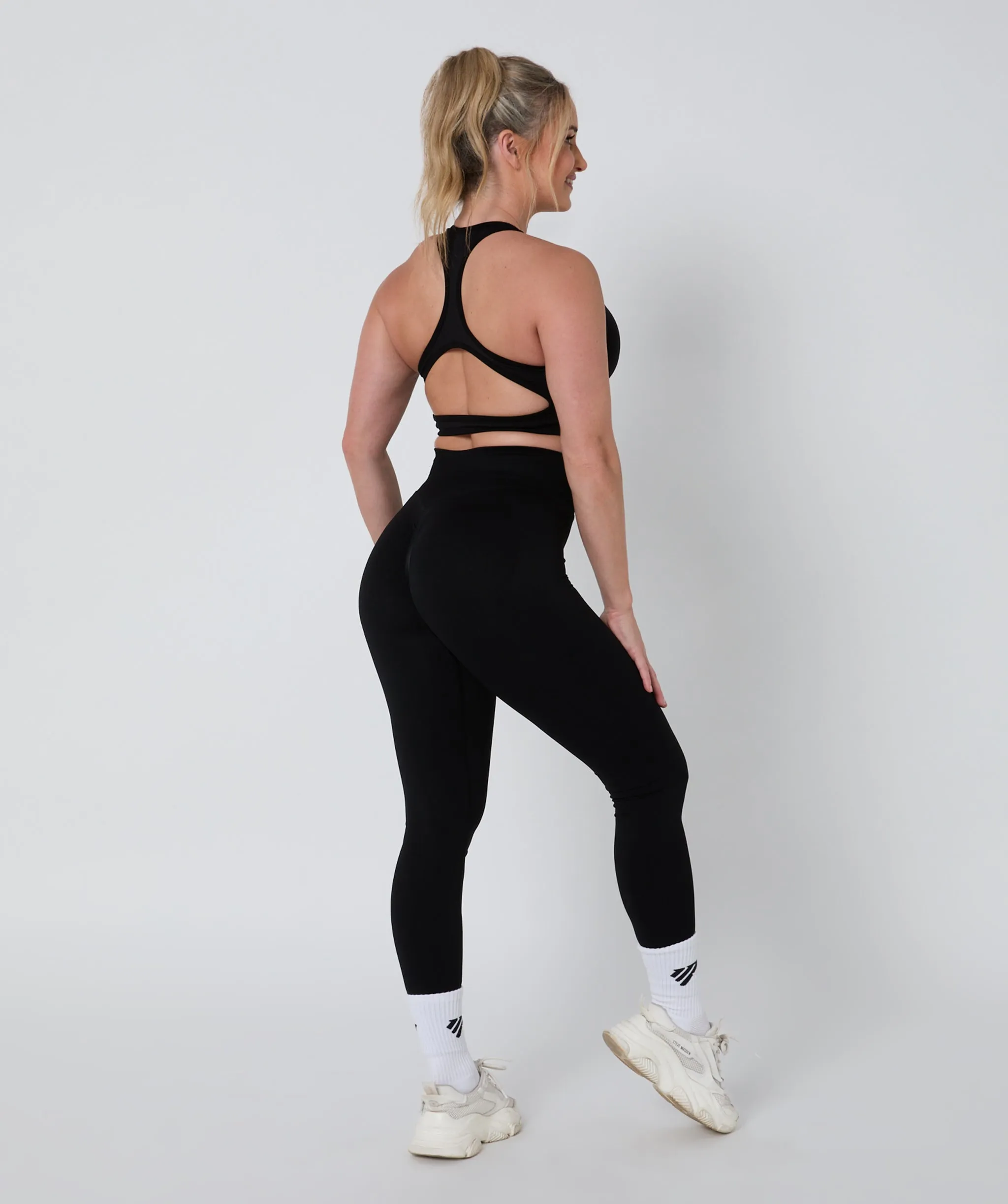 Luscious Seamless Zip Racerback Sports Bra Black