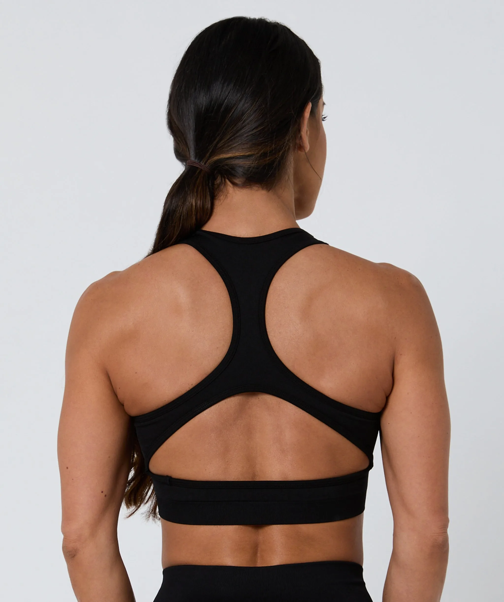 Luscious Seamless Zip Racerback Sports Bra Black