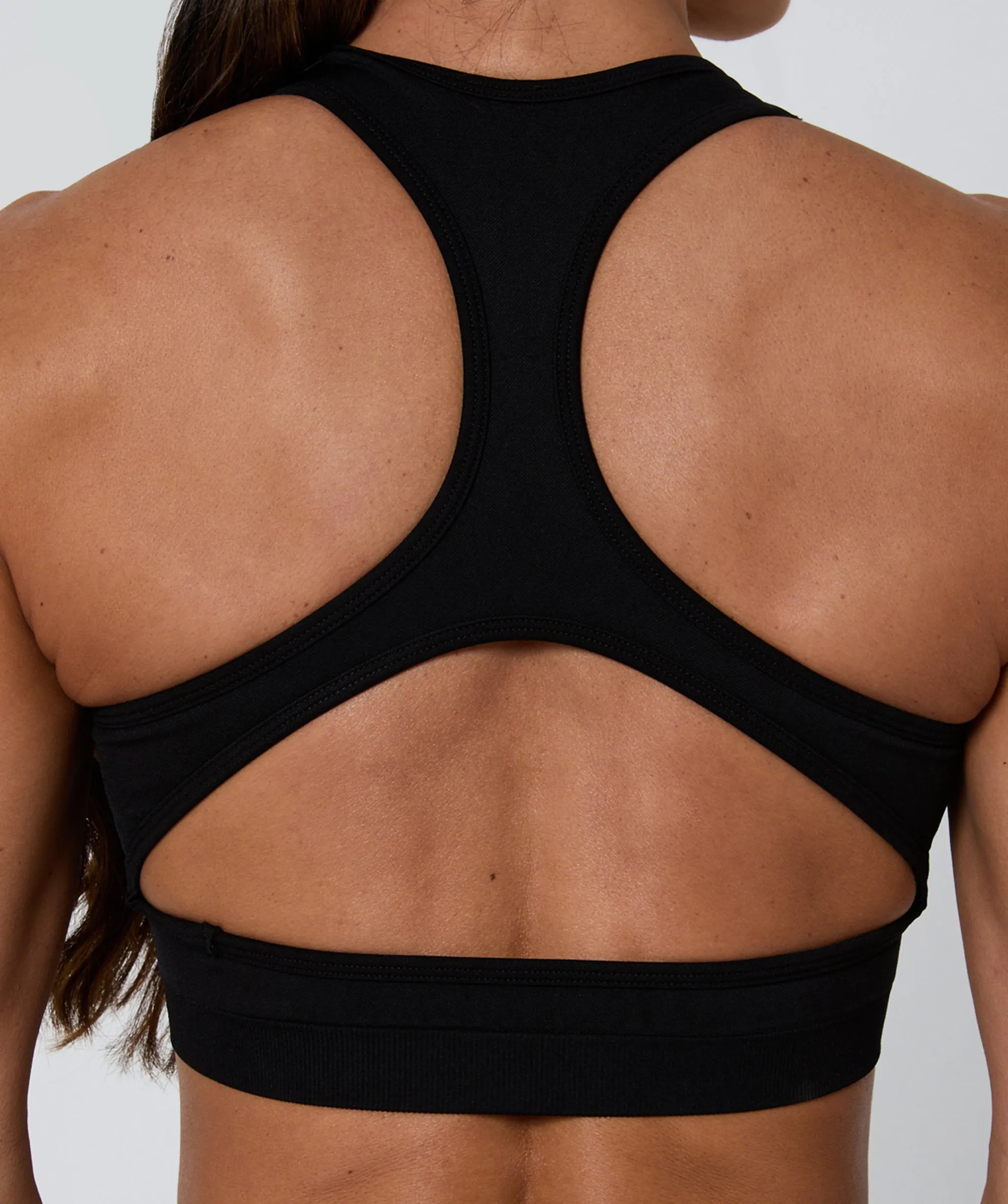 Luscious Seamless Zip Racerback Sports Bra Black