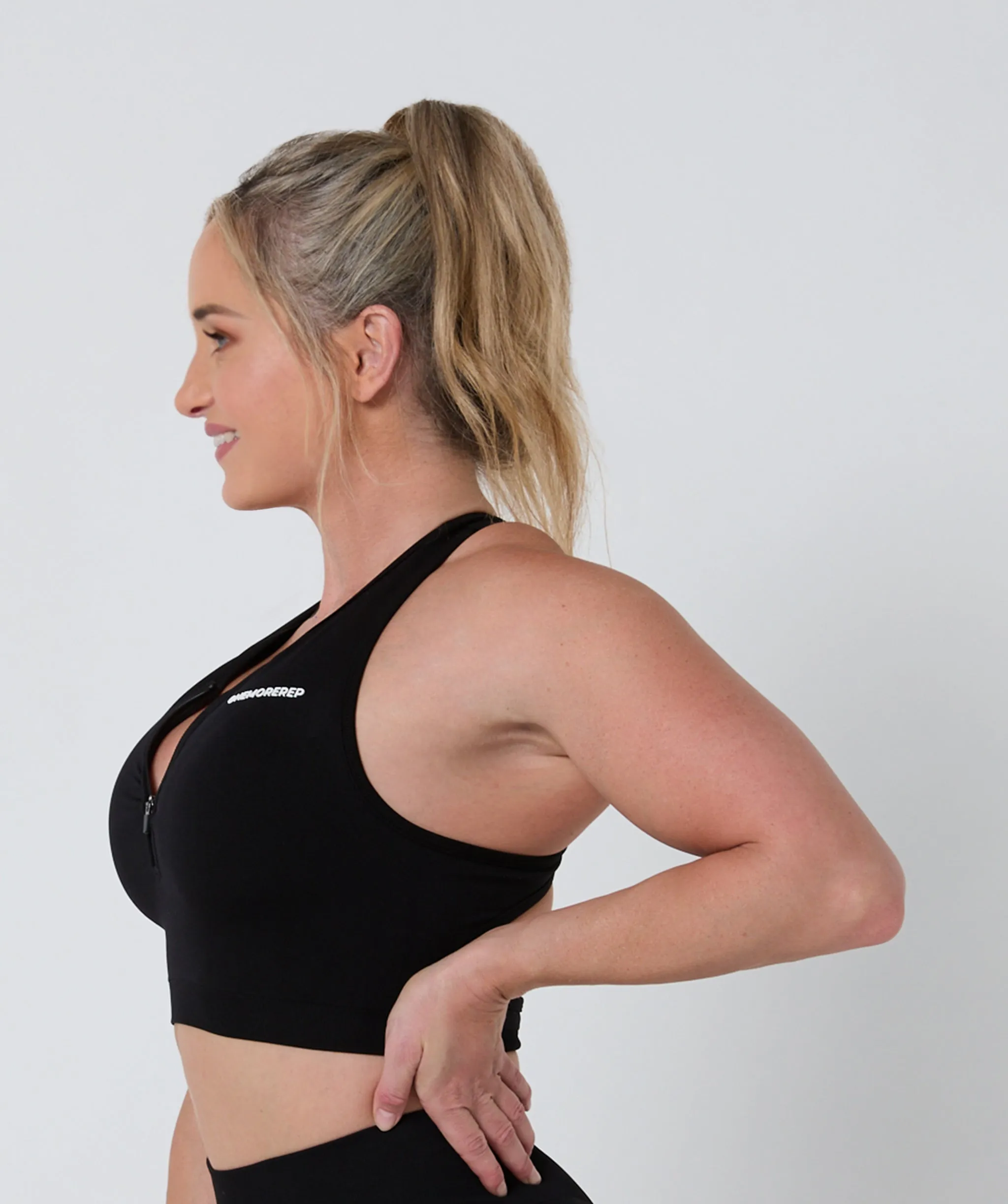 Luscious Seamless Zip Racerback Sports Bra Black