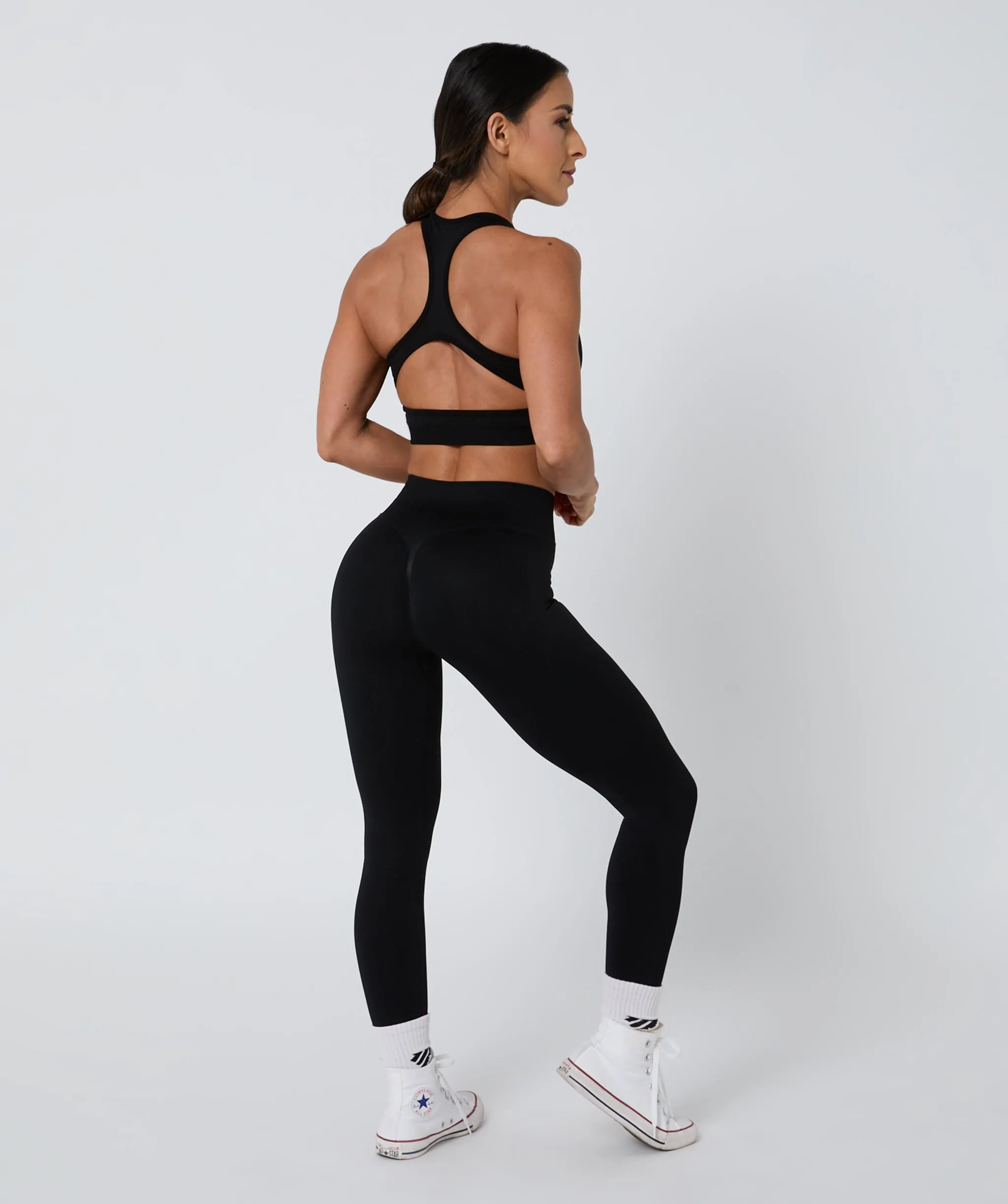 Luscious Seamless Zip Racerback Sports Bra Black