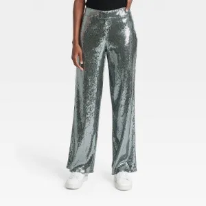 New - A New Day Women's Relaxed Leg High Rise Sequin Trouser Pants