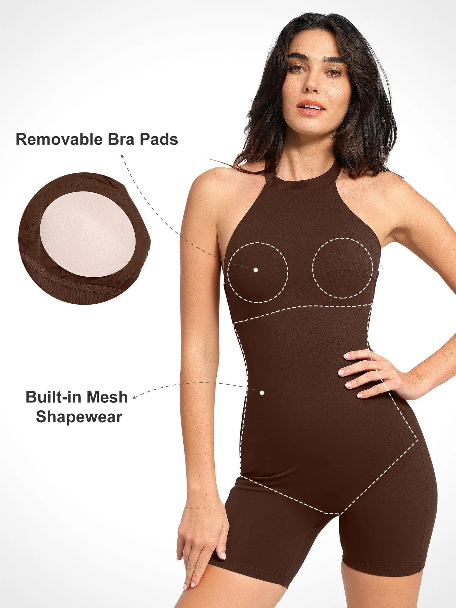 Shapewear Sculpting Cutaway Halter Romper