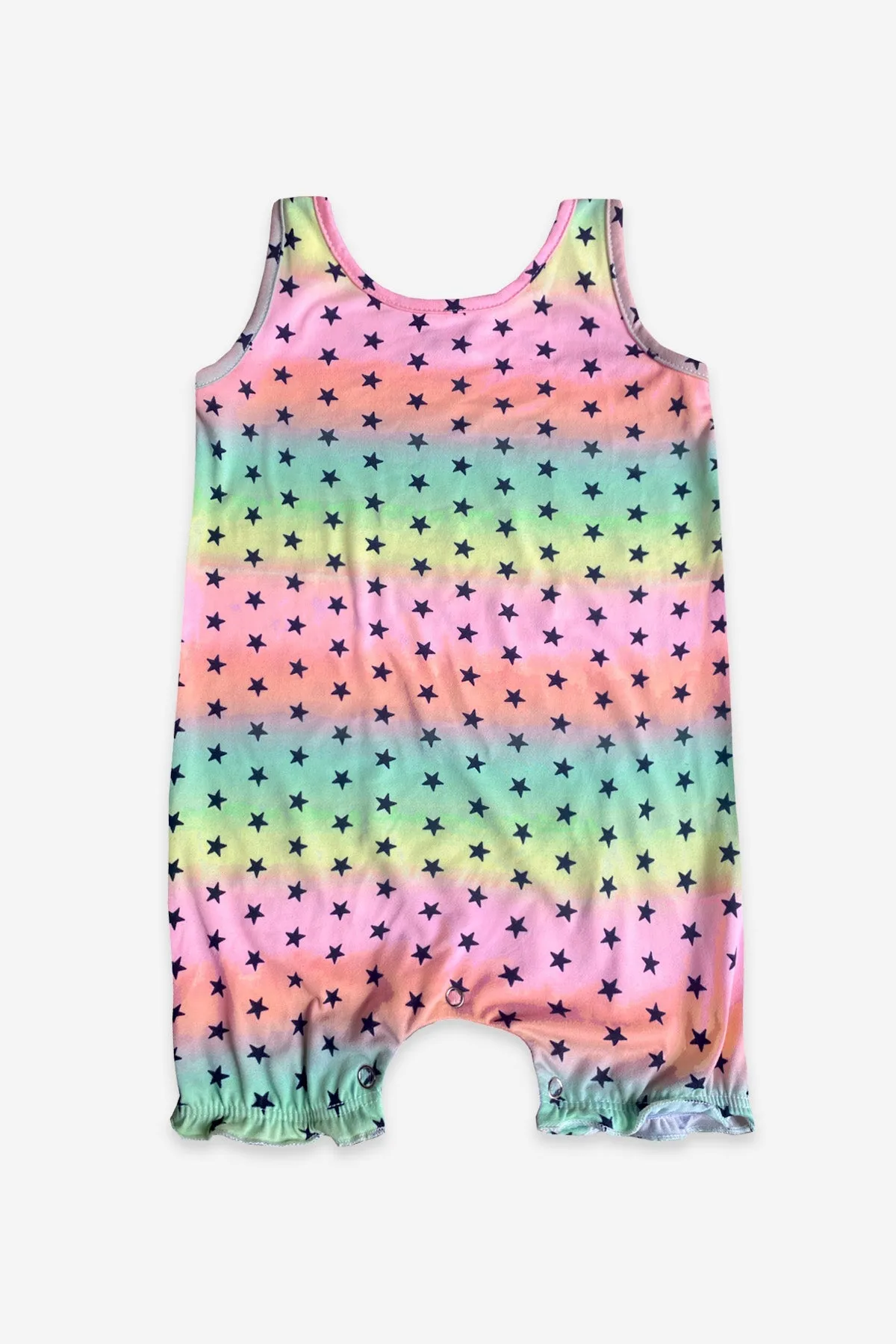 Simply Soft Tank Snap Romper - Washed Neon Pastel Stars