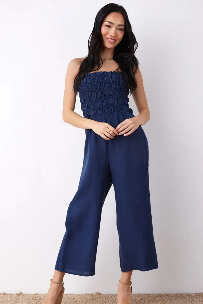 Summer Nights Smocked Strapless Jumpsuit