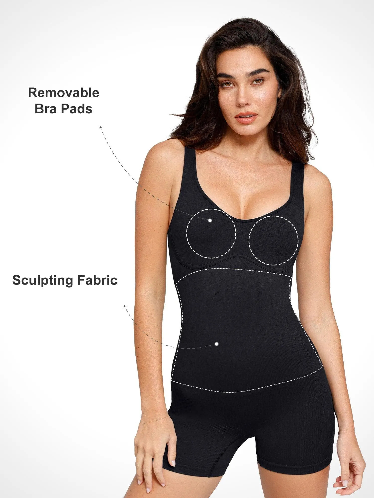 The Shapewear Romper Seamless Ribbed V-Neck For Insiders