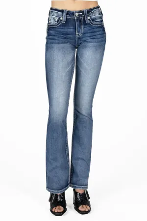 Women's Miss Me Mid-Rise Longhorn Bootcut Jean